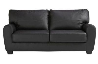 HOME Stefano Large Leather and Leather Effect Sofa - Black
